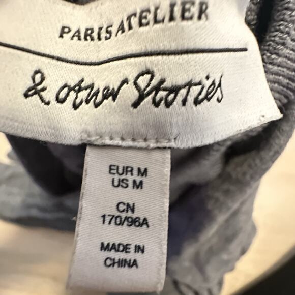 & OTHER STORIES Women M Sweater Frill 100% Merino Wool Long Sleeve Gray - Picture 5 of 8